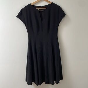 Anne Klein black career classic office shortsleeve A line flare dress, size 2